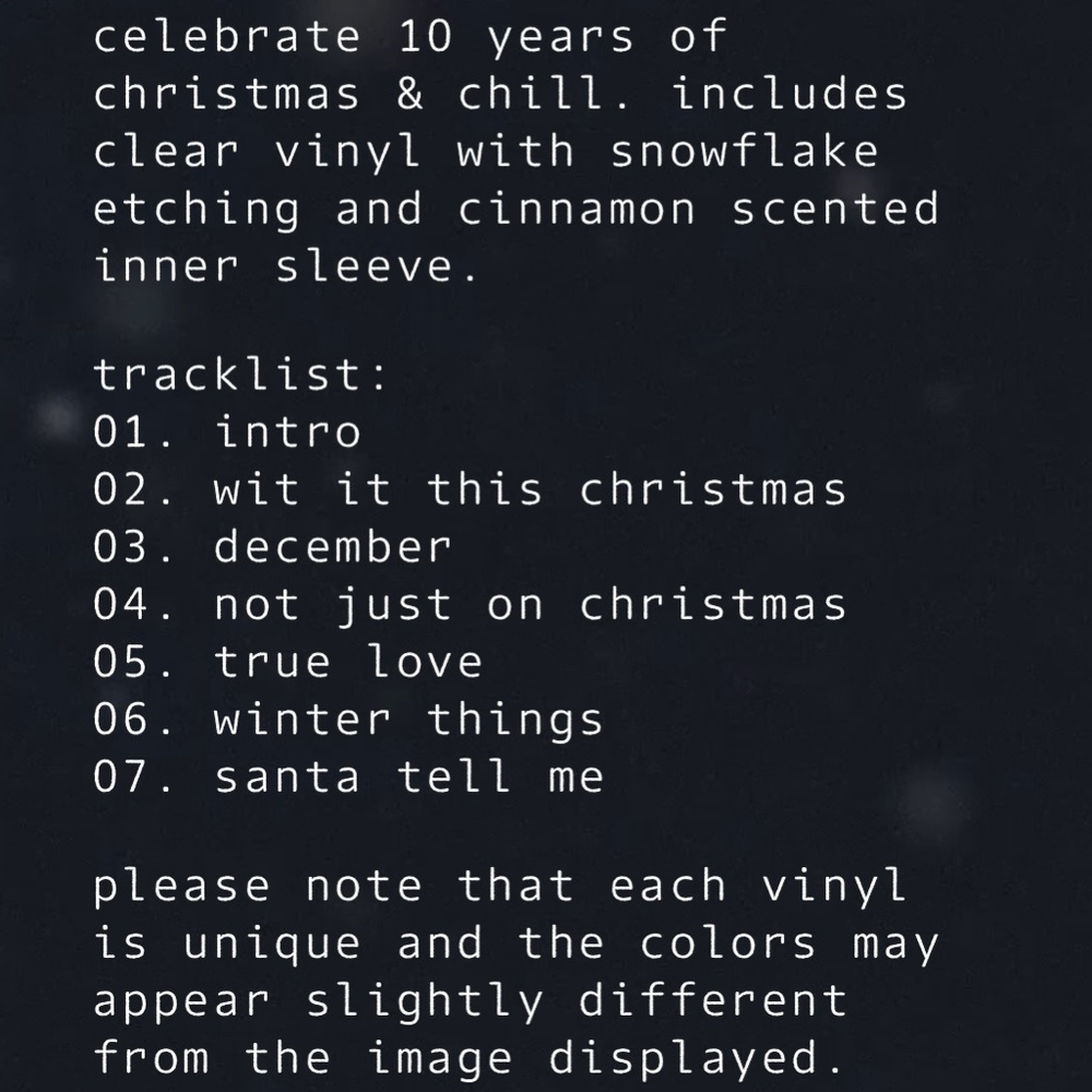Ariana Grande Christmas & Chill 10th Anniversary Vinyl - SNOWFLAKE CLEAR - Picture 6 of 6